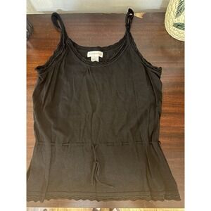 Worthington Knit Cinched Waist Tank Black Size L
